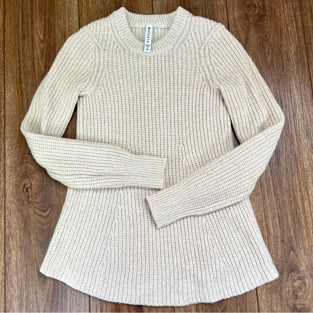 NWOT Athleta Sierra Crew Beige Wool Blend Pullover Sweater - Picture 11 of 16